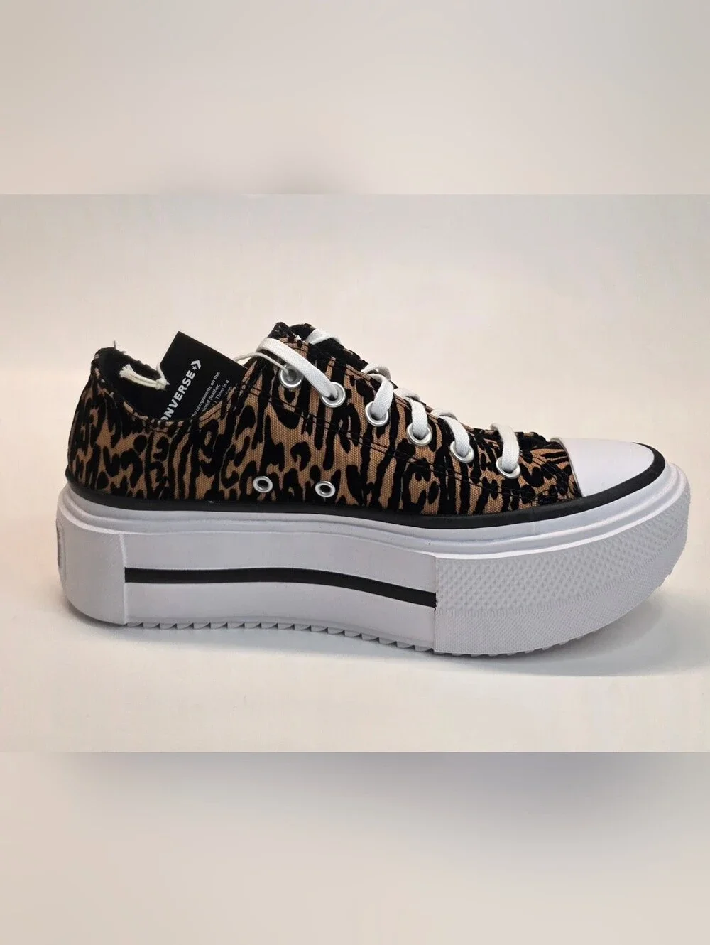 Converse Double Stack Platform Leopard Print Chuck Taylor All Star Lift Women 9